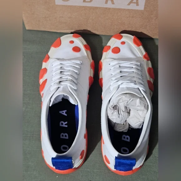 White and Orange Obra Men's Slip On Loafers - Picture 7 of 8